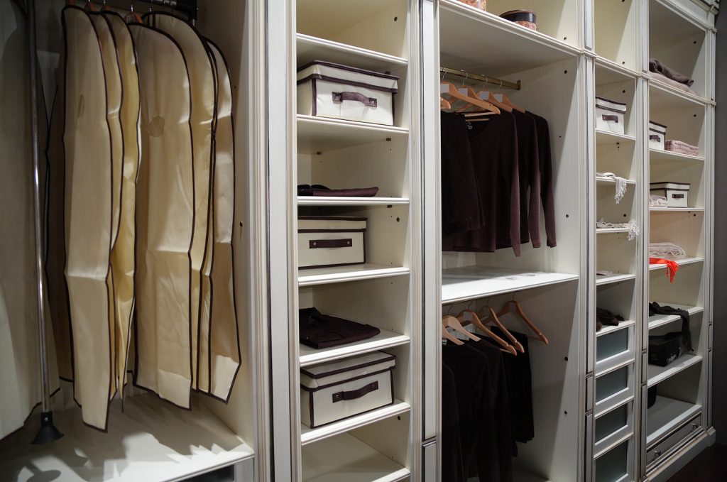 online wardrobe builder - Modern-Interior-Of-Wardrobe-On-Light-Color